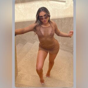 Brand new- Fashion Nova Brown swim cover up SZ S